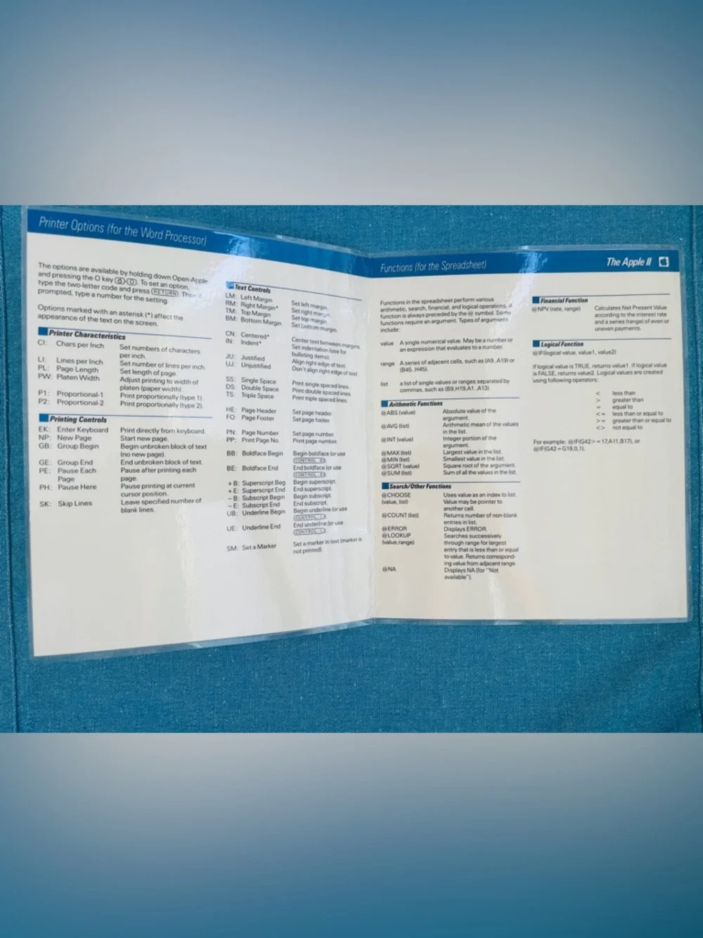 AppleWorks Quick Reference Card – Blue & White